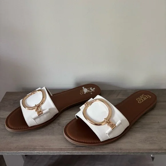 Franco Sarto White Slide Sandals NWOT - Picture 4 of 9